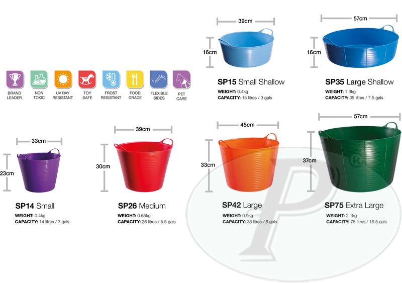 Gran variedad en medidas de cubos o capazos de plástico para alimentaria