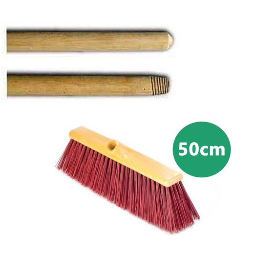 Vassoura de fibra macia universal 50 cm + cabo de madeira de 120 cm
