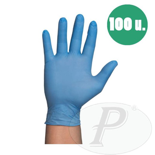 Luvas descartáveis de nitrilo azul 5,0 g - 100u