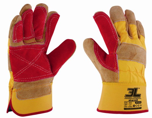 [12 pares] Guantes de serraje con refuerzo STARMIL