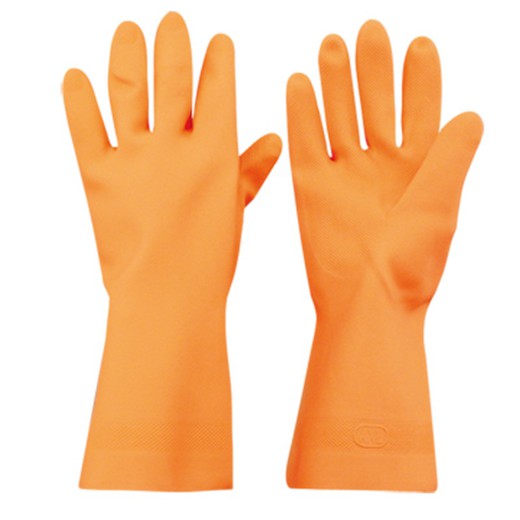 10 paires - Gants latex néoprène floqué orange
