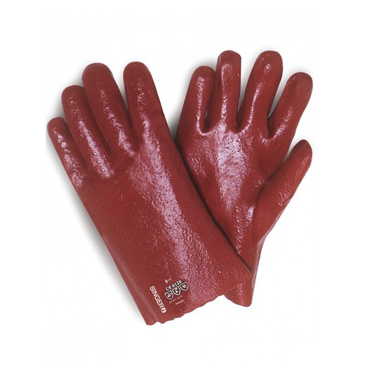 Gants PVC rouge 27 cm protection chimique