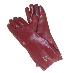 Gants PVC rouge protection chimique 36 cm