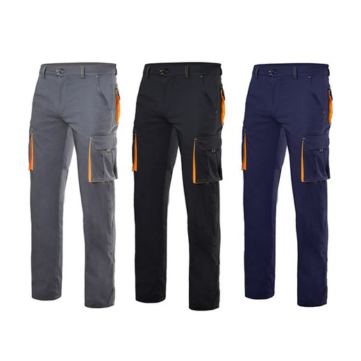 Pantalones de trabajo stretch bicolores multibolsillos