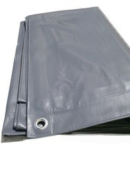 Toldo de PVC resistente cinza com ilhós 360 g/m2