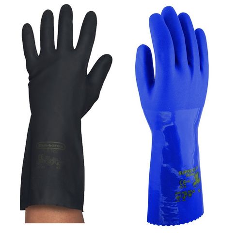 Guantes de PVC, látex y neopreno