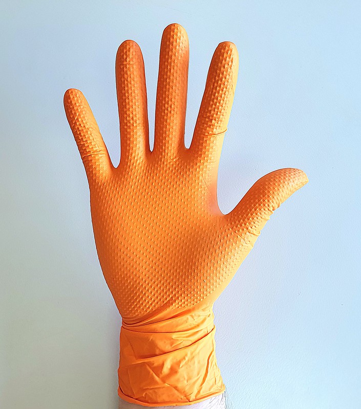 RZ TOOLS GUANTES de NITRILO DIAMANTADO naranjas - Los guantes de nitrilo  MÁS RESISTENTES del mercado - SIN LÁTEX - REUTILIZABLES