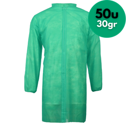 Bata descartável de polipropileno verde - 50u