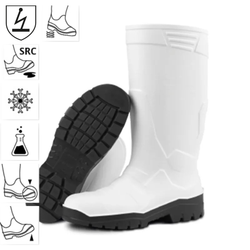 Galochas brancas de poliuretano fosco com biqueira