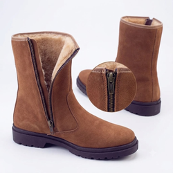 Bottes hautes en daim doublées avec fermeture éclair 399