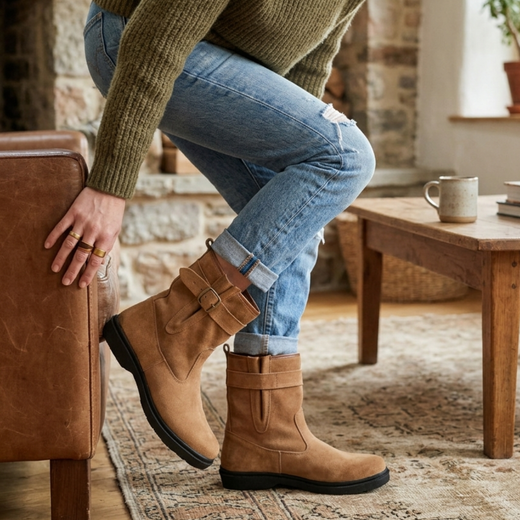 Bottes en daim doublées de boucle
