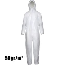 [50u] Monos blancs de polipropilè d’un sol ús amb cremallera