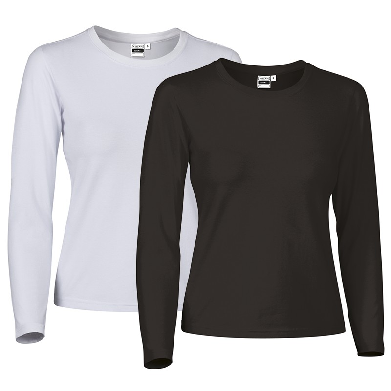 Similar Satisfacer sacudir Camisetas de MUJER de trabajo manga larga algodón-elastano cuello redondo —  Planas