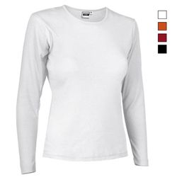Camisetas de MUJER de trabajo manga larga algodón-poliéster cuello redondo - CINDY