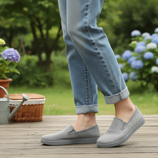 Cangrejo gris zapatillas con elástico