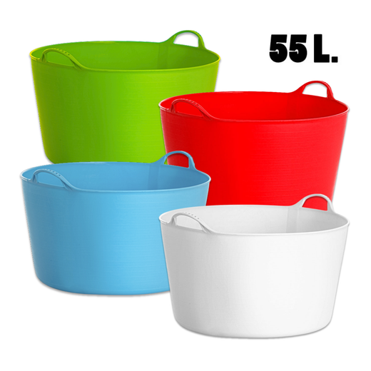 Grands paniers en plastique coloré 55 litres