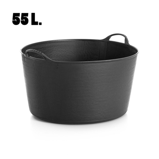 Capazos de plástico grandes negros 55 litros