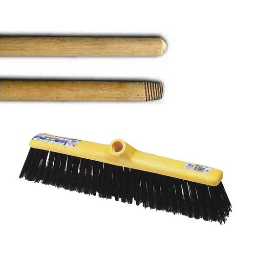 Cepillo barrendero 50 cm negro + mango de madera 120 cm
