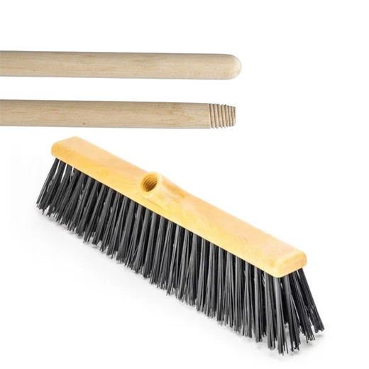 Cepillo barrendero 50 cm negro + mango de madera 120 cm