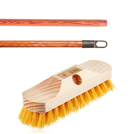 Raspall mexil + mànec de fusta marró 125 cm