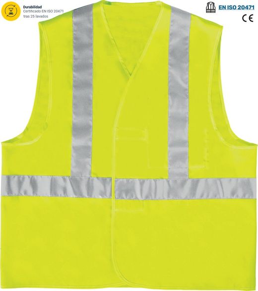 Gilet avec 3 bandes réfléchissantes jaunes