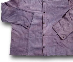 Blouson soudeur cuir croûte gris