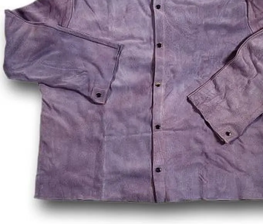 Blouson soudeur cuir croûte gris