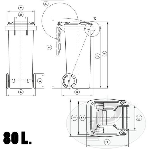 Contenedor 80 litros para residuos