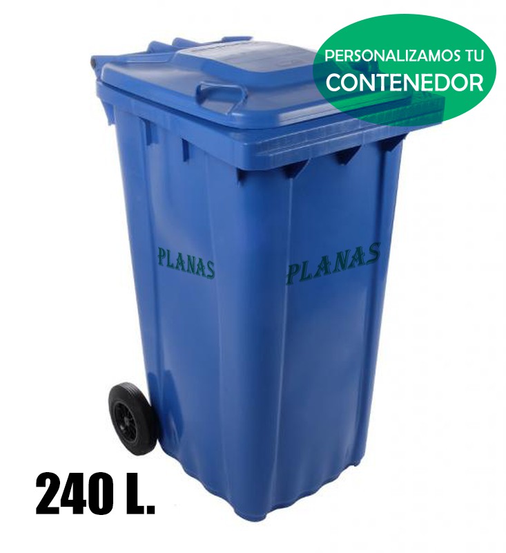 Contenedor de plástico de color Azul 2 ruedas, 90 L 55 cm x 48 cm