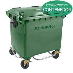 Contenedores grandes 4 ruedas verde 1.100 litros