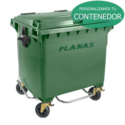 Contenedores grandes 4 ruedas verde 1.100 litros