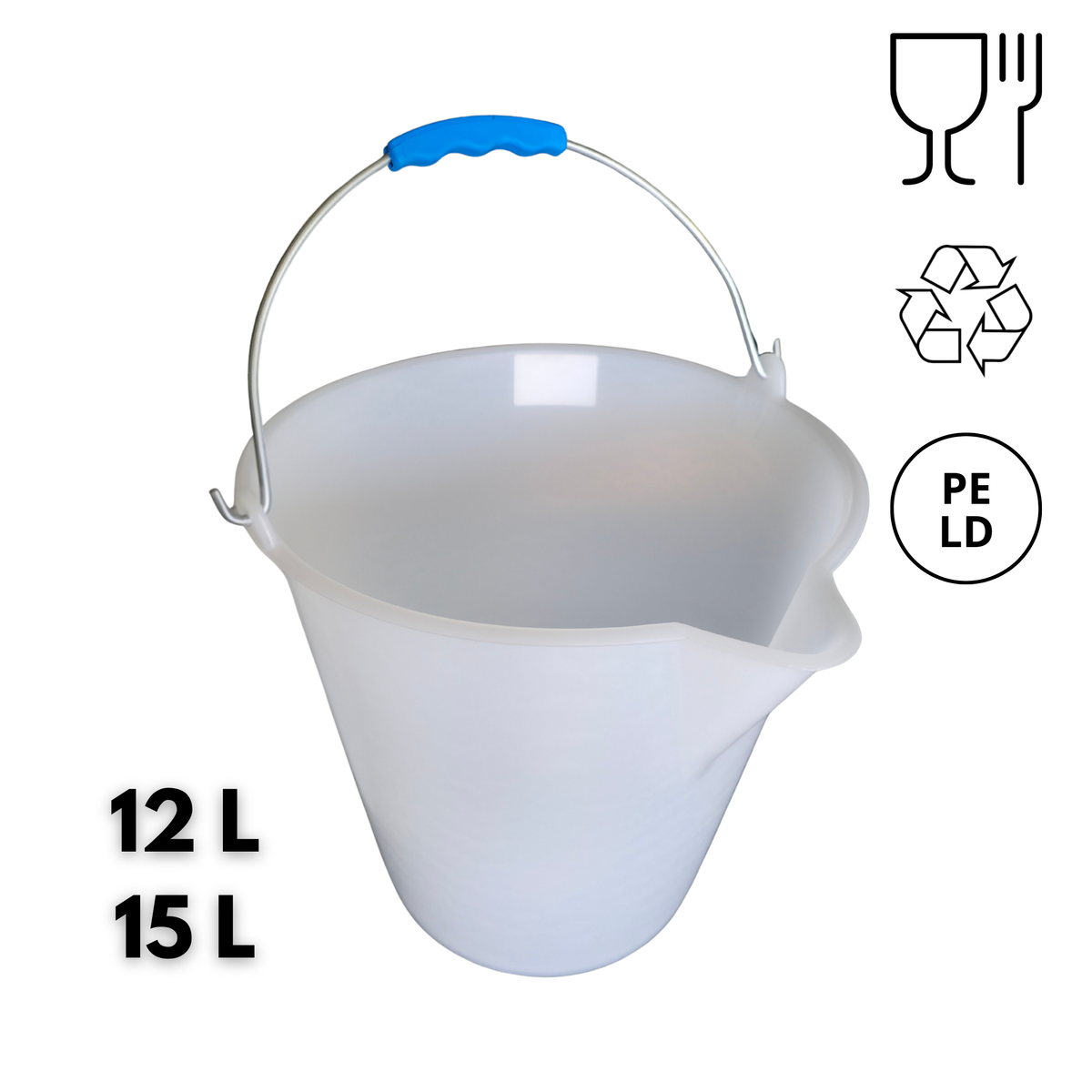 Cubo blanco con boquilla y asa 12 litros