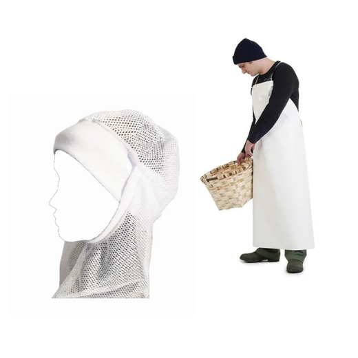 Tablier en acrylique-nitrile + bonnet industriel avec filet