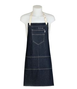 Delantal denim tejano con 3 bolsillos