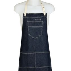 Delantal denim tejano con 3 bolsillos