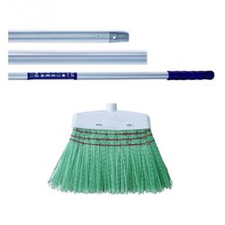 Vassoura de fibra Mill-Plast + cabo de metal Alu-Pro de 140 ou 150 cm