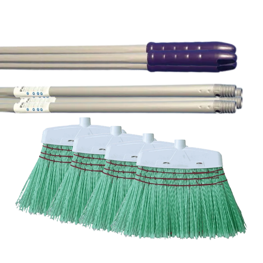 Vassoura de fibra Mill-Plast + cabo de metal Alu-Pro de 140 ou 150 cm