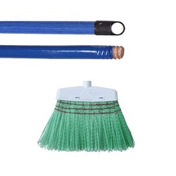 Vassoura de fibra Mill-Plast + cabo de madeira azul 120 cm