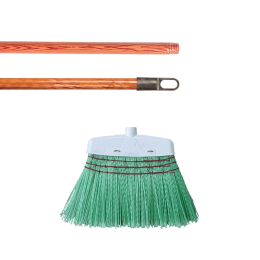 Escombra de fibres Mill-Plast + mànec marró de fusta 125 cm