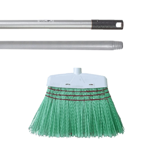 Escoba de fibras Mill-Plast + mango de madera 140cm
