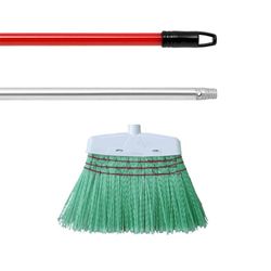 Escoba de fibras Mill-Plast + mango metálico rojo de 140 cm