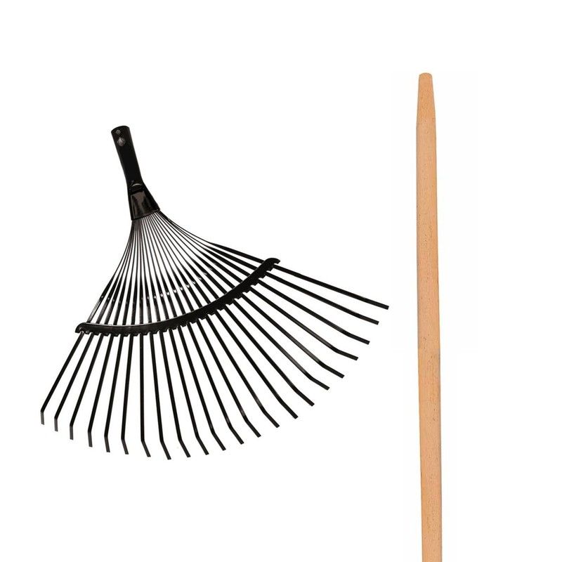 [4u] Escoba rastrillo de acero 22 dientes (con/sin mango) Mango