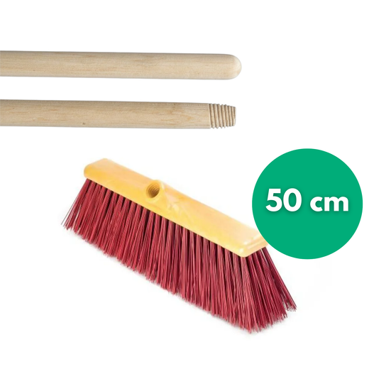Escoba Universal de fibras suaves 50 cm + mango de madera de 120cm