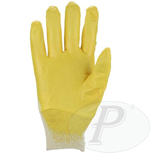Luvas de algodão revestidas de nitrilo amarelo
