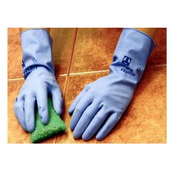 12 parells - Guants de menaix blaus flocats Ecotex