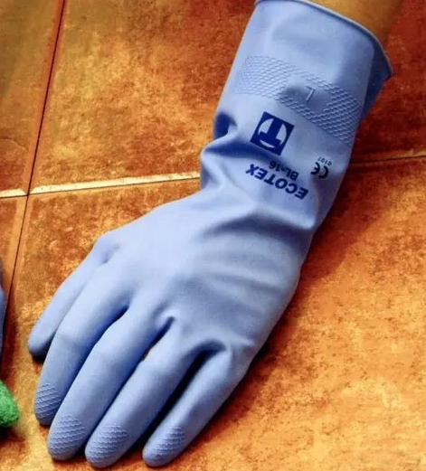 12 parells - Guants de menaix blaus flocats Ecotex