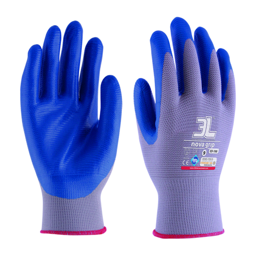 [12 pares] Guantes de nitrilo azul sin costuras 3L