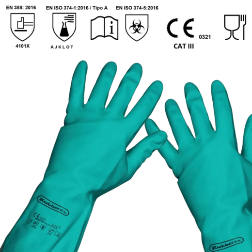 [1 par] Guantes de nitrilo verdes flocados