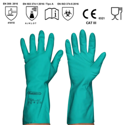 [1 par] Guantes de nitrilo verdes flocados