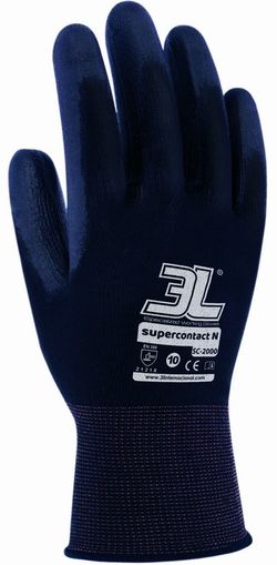 [12 pares] Guantes de poliuretano nylon negros 3L